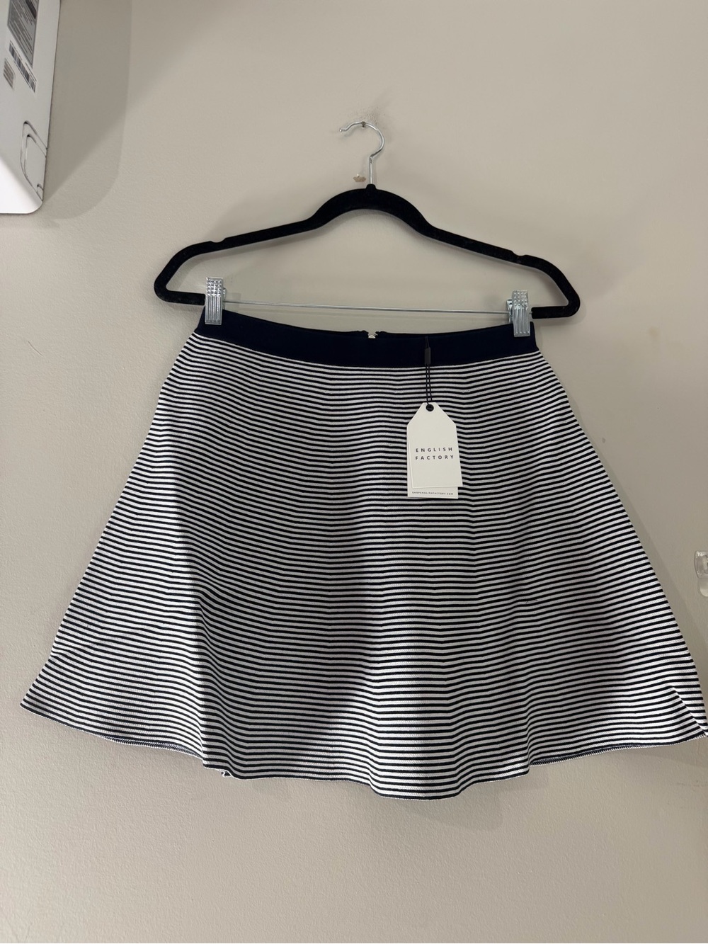 English Factory Black and White Striped Skater Skirt